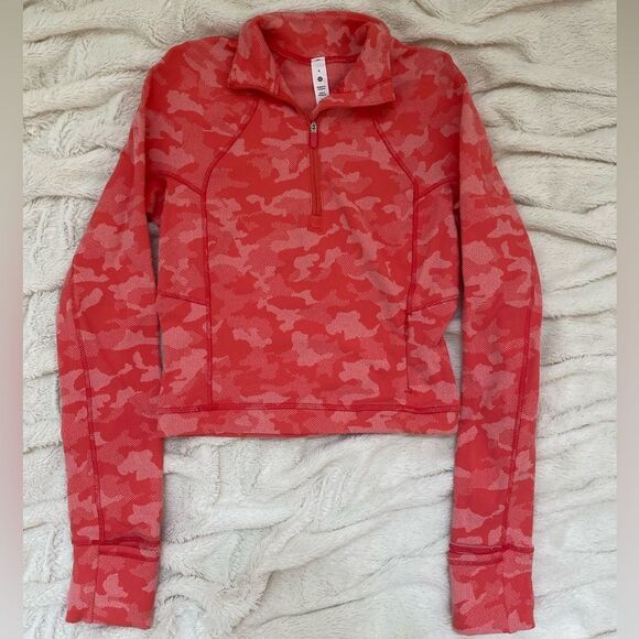 Lululemon Its Rulu Run Half Zip Heritage Camo Jacquard Pale Raspberry Pink Mist - Picture 4 of 13